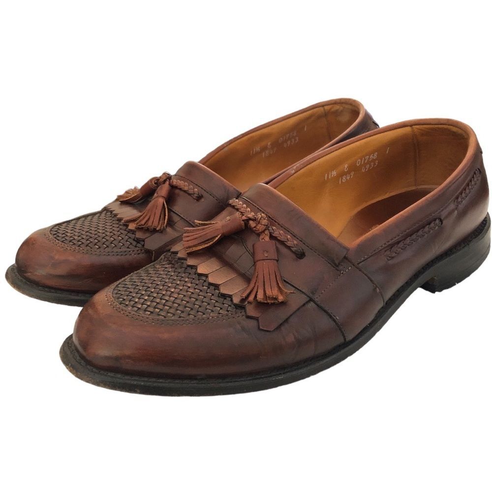 Allen Edmonds Cody Loafers 11.5 Brown Leather Tassel Kiltie Woven Classic Men’s